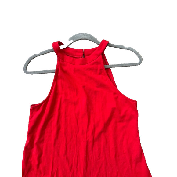 Express Red Halter Mini Jersey Dress Swing Size Small Party Flirty Date - Picture 2 of 10